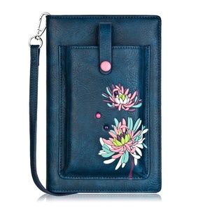ESPE Margaret Vegan Leather iSmart Crossbody Phone Pouch Wallet - Blue